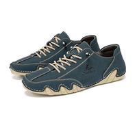 Moving Steps Men's Salkin Barefoot Shoes Waterproof, Non-Slip, Breathable Casual Leather Lace-Up for Comfortable All-Day Wear in The UK Blue