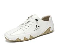 Moving Steps Men's Salkin Barefoot Shoes Waterproof, Non-Slip, Breathable Casual Leather Lace-Up for Comfortable All-Day Wear in The UK White