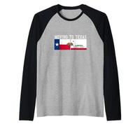 Moving to Texas Leaving California State Flag Bear Raglan Baseball Tee