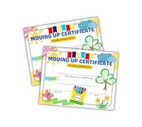 Moving Up Graduation Certificate 30pk 8.5x11” Daycare Providers Pre-K Kindergarten Getting Bumped Up Next Class Paper Folders Notice to Parents Rainbow