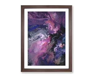 Moving With The Night Abstract Framed Wall Art Print A2 Walnut