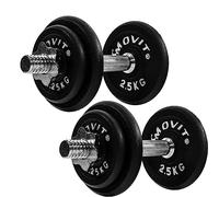 MOVIT® Dumbbells PRO Set of 2, cast iron dumbbells, 20kg, 30kg, 40kg, 50kg, 60kg, bar 30mm standard, knurled handle, star locks, dumbbell set dumbbell set weights