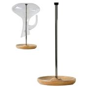 MOVKZACV Wine Decanter Drying Stand with Silicone Head to Avoid Scratches-Detachable Shelf Decanter Rack Holder with Wooden Drip Catching Base, Decanter and Wine Glass NOT Included