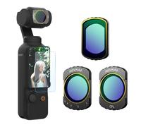 MOVMAX Magnetic Filter Kit Comptible with DJI Osmo Pocket 3 Creator Combo Accessories,3 Pack Variable ND2-32 & CPL,Black Diffusion 1/4 Effect Filter with 1 Screen Protector