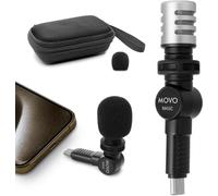 Movo External USB-C Microphone for iPhone 15 - Mic for iPhone 15, USB-C Devices - Portable Condenser Shotgun Mic for Video Recording, Voiceover, Interview, Travel, Vlogging, YouTube (Latest Version)