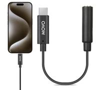 Movo Female 3.5mm TRRS Microphone Adapter Cable to USB-C Connector Dongle Compatible with Apple iPhone 15/16 and up, iPad Smartphones and Tablets - Optimized for Microphones/Pro Audio