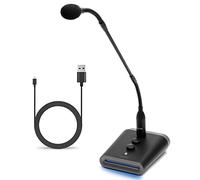 Movo GM-7 Professional XLR Gooseneck Microphone and USB Interface Base with RGB Lights - USB Podium Microphone with Stand for Streaming, Meetings, Lectures and More - USB Mic for Mac and PC