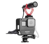 Movo GPR-5 GoPro Case with Microphone for Camera - for GoPro Hero 5, 6, 7 - Includes VXR10 Microphone for iPhone, Android, Camera - Shoe Mount for Shotgun Mic - GoPro Mic Adapter Not Included
