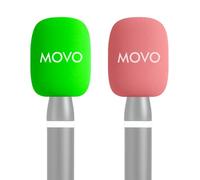 Movo HWS-1 Colored Windscreens - 2-Pack Foam Mic Covers for Lavalier Microphones - Pink & Green Mic Windshields Compatible WMX-HM2 Handle & Rode Interview GO