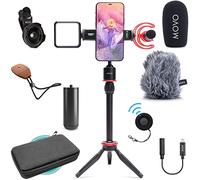 Movo iVlog1 iPhone Vlogging Kit - YouTube Starter Kit Compatible with Lightning - with Shotgun Microphone, Mini Tripod, LED Light, Wide Angle Lens, Lightning Adapter -