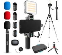Movo iVlogger-PRO Vlogging Kit for iPhone/Android - YouTube Starter Kit for Content Creators - Accessories: Phone Tripod, Phone Mount, RGB Light and VXR10 Shotgun Mic (iVlogger-PRO-Wireless+MV-T5)