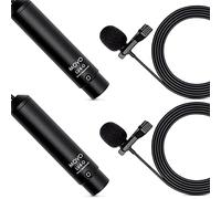 Movo LV4-O2 XLR Phantom Power Lavalier Omnidirctional Microphone, with Lapel Clips and Windscreens (2 Pack)