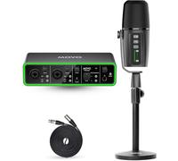 Movo Music/Audio Interface Bundle - Phantom USB Audio Interface, UM6 XLR/USB-C Dynamic Microphone, and Tabletop Stand - Professional Studio Setup for Musicians, Singers, and Producers