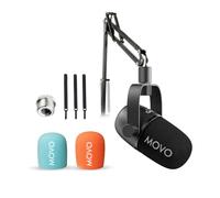 Movo Podcast Microphone Kit with CastMic Dynamic XLR Microphone with Boom Arm for Recording Vocals, PC, Gaming, Streaming, YouTube, and Musicians - Studio Cardioid Podcast Mic for Content Creators