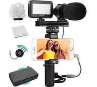 Movo Smartphone Vlogging Kit V7 with Grip Rig, Stereo Microphone, LED Light and Wireless Remote - YouTube, TikTok, Vlogging Equipment for iPhone/Android Smartphone Video Kit