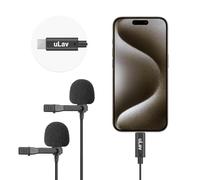 Movo uLav-L-Duo Digital Dual iPhone 15 Lavalier Omnidirectional Clip on Microphone with USB-C Connector Compatible with iPhone 15, iPad-Pro (20-Foot Cord)
