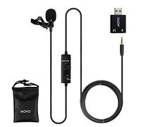 Movo Universal Lavalier USB Microphone for Computer with USB adapter compatible with Laptop, Desktop, PC and Mac, Smartphones, Cameras, Podcasting, Remote Work and Laptop Microphone (20-Foot Cord)