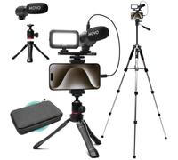 Movo uVlogger Android/USB-C/iPhone 15 Compatible Vlogging Kit with Fullsize Tripod - USB-C Compatible YouTube Starter Kit for Content Creators - Accessories: Tripods, Phone Mount, Light, Shotgun Mic