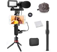 Movo V7+ YouTube Starter Kit - Vlogging Kit for iPhone with Tripod, Grip, Stereo Microphone, LED Light and Remote - Vlog Kit for iPhone 5, 5C, 5S, 6, 6S, 7, 8, X, XS or Samsung - iPhone Vlogging Kit