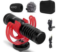 Movo VXR10-PRO External Video Microphone for Camera with Rycote Lyre Shock Mount - Compact Shotgun Mic and Accessories Compatible with Smartphones and DSLR Cameras - Battery-Free DSLR Microphone