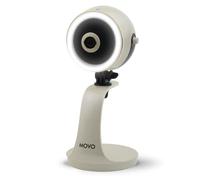 Movo WebMic HD Pro All-in-One Webcam with Mic and Ring Light in Pearl White- 1080p HD Camera, Pro Cardioid Condenser Microphone, LED Ring Light -HD Webcam For Streaming, Video Calls, Recording, Gaming