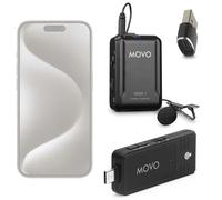 Movo Wireless USB-C Microphone System for Android and iPhone 15 and Up - Professional Lavalier Mic with 2.4GHz Transmission and USB-C to USB-A Adapter