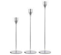 Movocaty Sliver Candlestick Holders 3pcs Taper Candle Stick Holder Set, Mantel Candlestick Holder Set for Table Centerpiece, Modern Tall Candle Decor for Wedding/Party/Dinning/Anniversary