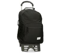 MOVOM Always on The Move School Backpack Double Compartment Black 31x42x13cm Polyester 21.12L, Black/White, Double Compartment School Backpack