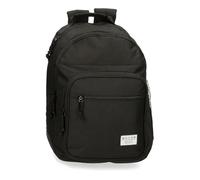 MOVOM Always on The Move School Backpack Double Compartment Black 32x42x15cm Polyester 21.12L, Black/White, Double Compartment School Backpack