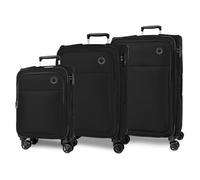 Movom Atlanta Suitcases Polyester, Different Sizes, Black, Green, Red, Grey, Polyester., Black/White, One Size, Set of 3 suitcases