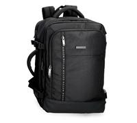 Movom Buster Cabin Laptop Backpack 15.6" Black 30x44x18cm Polyester with Faux Leather Details 23.76L, Black/White, Laptop Cabin Backpack