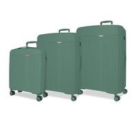 Movom Dark Green Suitcase Set 53x78x31 cm Rigid Polypropylene Integrated TSA Closure 217L 11.4kg 4 Double Wheels Extendable Hand Luggage