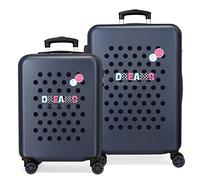 Movom Dreams Time Suitcase Set Blue 55/65 cm Rigid ABS Side Combination Lock 91 6 kg 4 Wheels Double Hand Luggage
