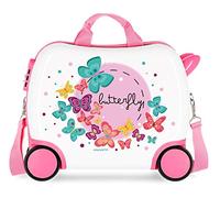 MOVOM Happy Time Kid's Rolling Suitcase, Multicolour (Butterfly), 41 centimeters