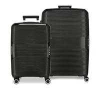 MOVOM Inari Hard Case ABS Different Sizes Black Green Red Grey Polyester by Joumma Bags, Black/White, One Size, Set of 2 suitcases