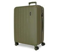 MOVOM Joumma Bags Wood Cabin Suitcase Luggage Interior with Two Compartments Made of ABS Material Durable and Lightweight 4 Swivel Wheels Side Combination Lock, Green, 52x75x33cm, Large Suitcase