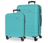 MOVOM Joumma Galaxy Suitcase Set Turquoise Blue 55/68 cm Rigid ABS Integrated Combination Padlock 111L 6.5kg 4 Double Wheels Extendable Hand Luggage