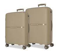 Movom Moon Luggage Set Beige 66/76 cm Rigid 7.6 kg TSA Closure Integrated Polypropylene 7.6 kg 181.3L Extendable, Beige, One Size, Suitcase Set