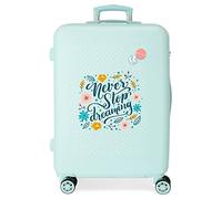 Movom Never Stop Dreaming Suitcase Medium Blue 46 x 65 x 23 cm Rigid ABS Side Combination Lock 56L 3 kg 4 Double Wheels