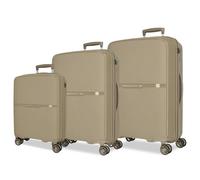 MOVOM Noon Luggage Set Beige 56/66/76 cm Rigid 2.8 kg TSA Closure Polypropylene 2.8 kg 219.5L Hand Luggage, Beige, One Size, Suitcase Set