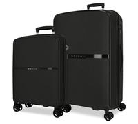Movom Noon Luggage Set Black 56/66 cm Rigid 2.8 kg TSA Closure Polypropylene 2.8 kg 110.5L Hand Luggage, Black/White, One Size, Suitcase Set