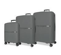 MOVOM Noon Luggage Set Grey 56/66/76 cm Rigid 2.8 kg TSA Closure Polypropylene 2.8 kg 219.5L Hand Luggage, Grey, One Size, Suitcase Set