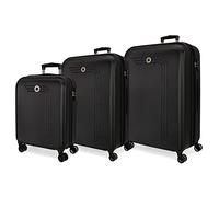 Movom Riga Black Luggage Set 55/70/80 cm Rigid ABS Combination lock 217L 4 Double Wheels Hand Luggage