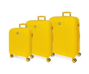 MOVOM Riga Luggage Set Yellow 55/70/80 cm Rigid ABS Closure TSA 91L 10.9 kg 4 Wheels Double Luggage Hand Luggage, Lemon Tree, One Size, Suitcase Set