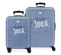 Movom Spring Vibes Luggage Set Blue 55/65 cm Rigid ABS Combination Lock Side 91L 6 kg Hand Luggage