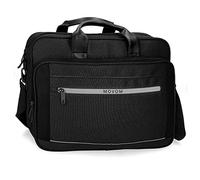 MOVOM Trimmed Laptop Case Double Compartment Adaptable 15.6" Black 40x30x11cm Polyester, Black/White, Laptop Briefcase Dual Compartment Adaptable