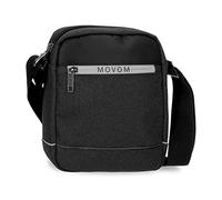 MOVOM Trimmed Messenger Bag Medium Black 17x22x6cm Polyester, Black/White, Medium Crossbody Bag