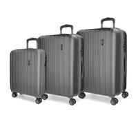 Movom Wood Grey Luggage Set 55/65/75 cm Rigid ABS TSA Lock 220 Litre 4 Double Wheels Hand Luggage