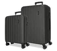 Movom Wood Grey Luggage Set 55/70 cm Rigid ABS TSA Lock 119 Litre 4 Double Wheels Hand Luggage