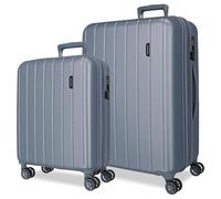 Movom Wood Grey Luggage Set 55/70 cm Rigid ABS TSA Lock 119 Litre 4 Double Wheels Hand Luggage